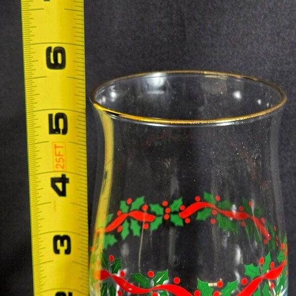 Vtg Libbey Holly Berry Christmas 14oz Tumblers Gold Rim Set of 4 Vintage Holiday - Picture 9 of 10